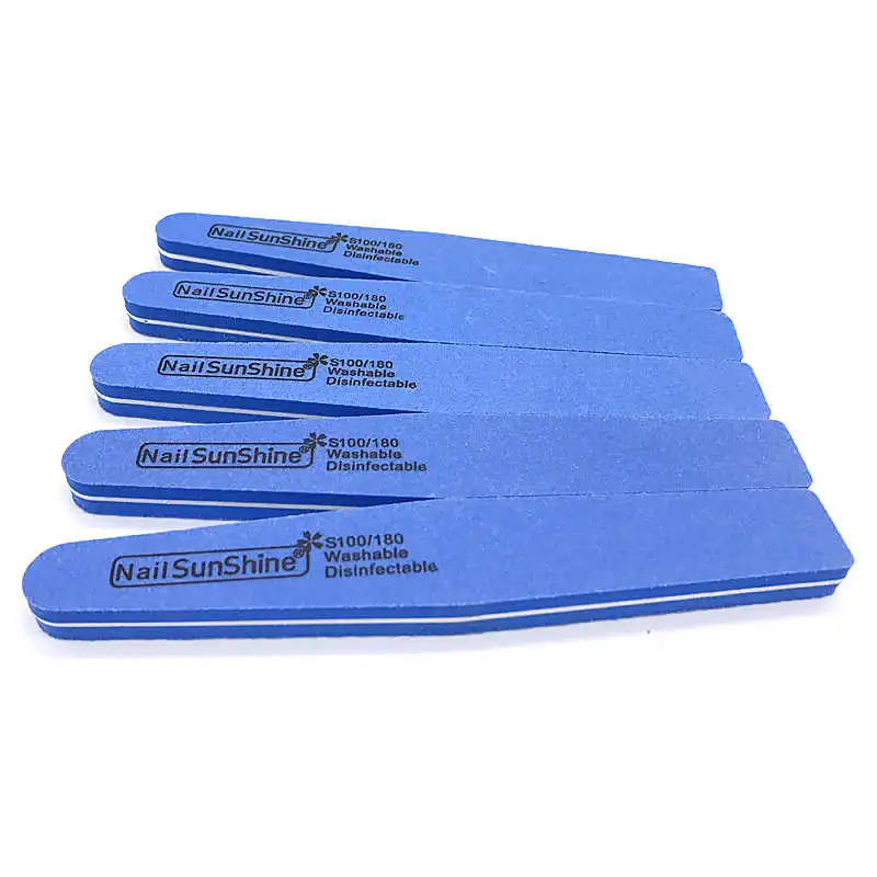 Blue 10 шт./лот пилочки для ногтей цветные 100/180 губки моющиеся для ногтей Солнечный лак шлифовальный буфер аксессуары для маникюра Инструменты - Цвет: Blue