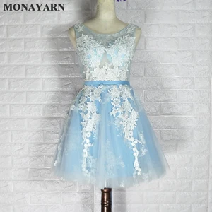 Bridesmaid dress elegant light blue chiffon white decals wedding activity short bridesmaid dress 2017 Bridesmaid dress elegant light blue chiffon white decals wedding activity short bridesmaid dress 2017