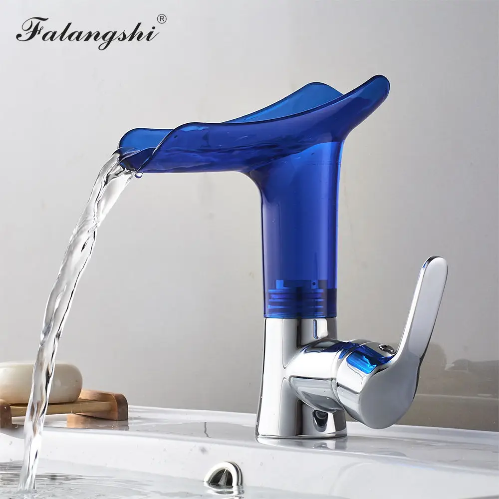 

Bathroom Basin Waterfall Faucets Cold And Hot Water ABS Plastic Vessel Sink Mixer Taps 360 Swivel Single Hole Water Taps WB1036