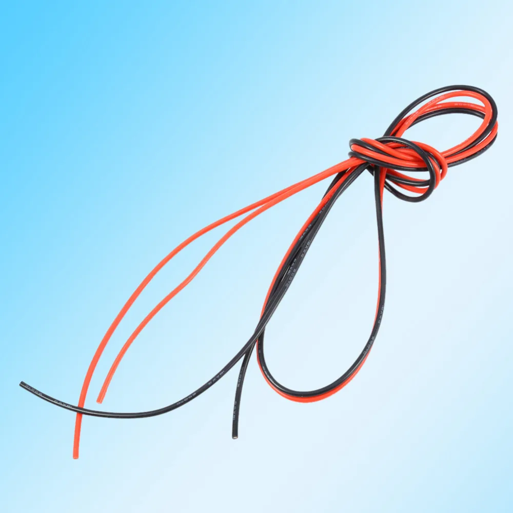 Силиконовый кабель гибкий 18AWG 2 м медный многожильный провод (1 красный + 1 черный)
