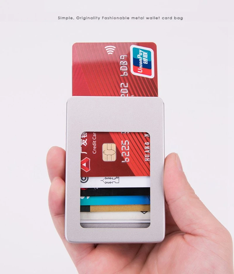 Модные цветные женские и мужские алюминиевые RFID держатели для карт антимагнитного сплава мини-Кошелек Кредитные ID-Карты Чехол тонкий Зажим для доллара кошелек