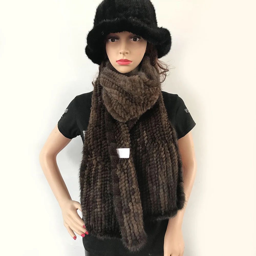Modern fashion Mink Fur Shawl Good Gift 100%natural Real Mink Fur Scarf Winter warm Mink Scarf Hand Knitted Mink Scarf