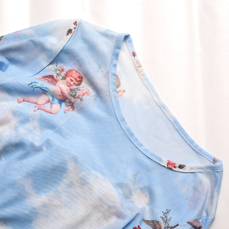 Женское Сетчатое облегающее платье с длинным рукавом и принтом короткое пляжное