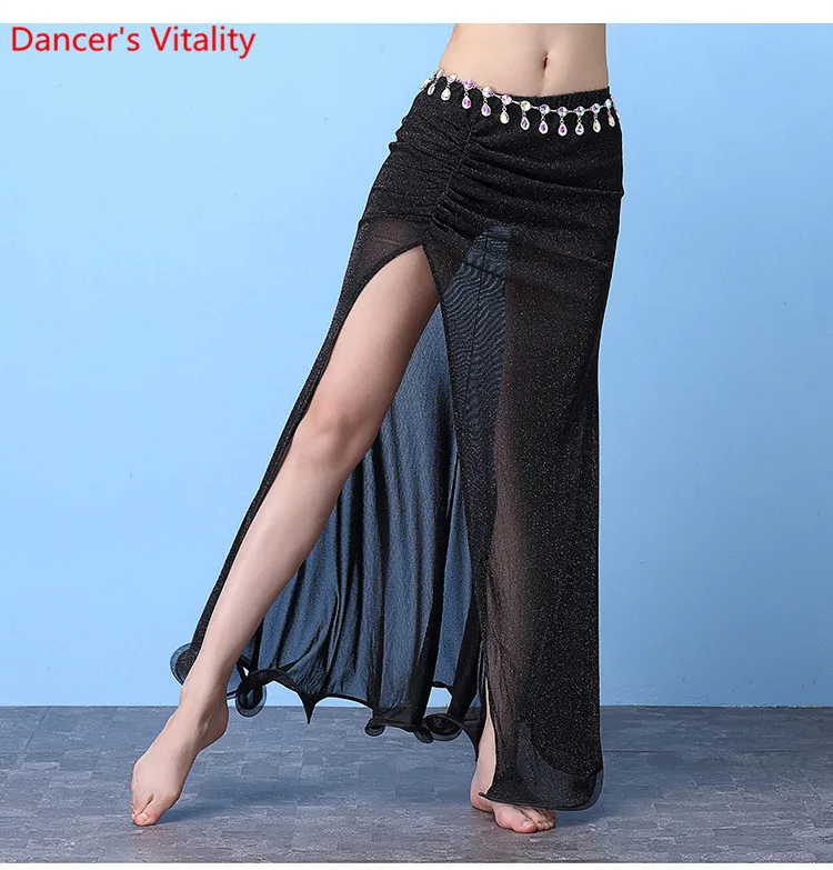Высококачественная Серебристая сеть новая юбка Bellydancing юбка для танца живота костюм платье для тренировок или выступления юбка для танца живота