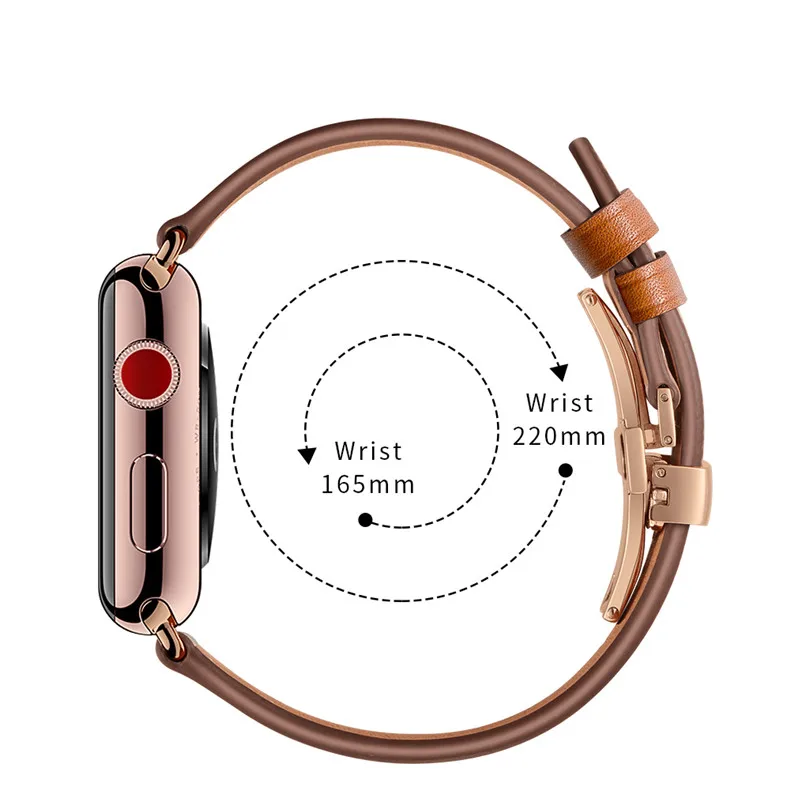 Серия 4 3 2 1 кожаный ремешок для apple watch Band 42 мм 38 мм iwatch 44 мм 40 мм соединитель из нержавеющей стали бабочка Пряжка запястье