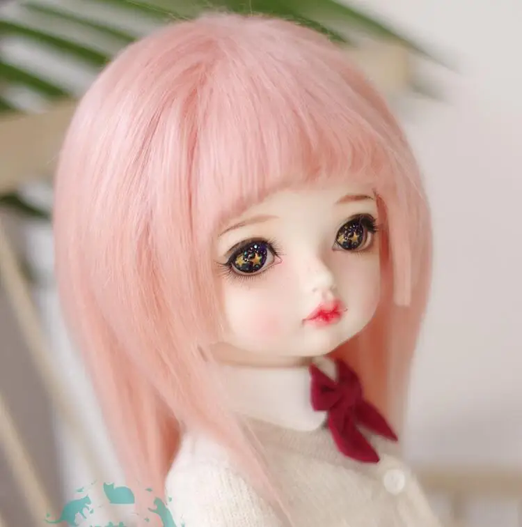 Новый 1/12 (12 см) 3 4 дюймовый 9 10 см 1/8 5 дюймов 14 BJD плюшевые тканевый парик пик розовый