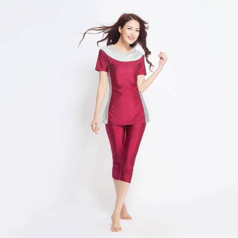 Arrivals 1set Women Short sleeve muslim swimsuit swimwear modesty style Muslimah Swim Clothing Islamic Wear S-3XL j2 |