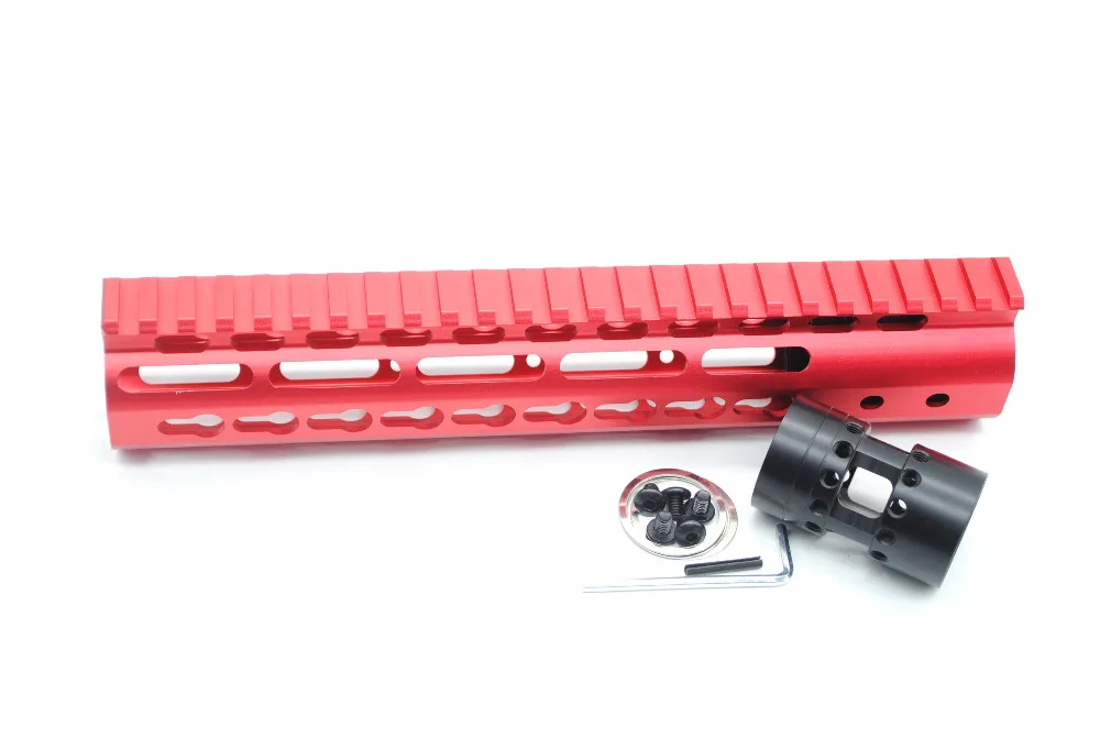 

TriRock 10''/12''/15'' inch Keymod / M-lok Handguard Rail Picatinny Free Float Mount System for AR-15 .223/5.56_Red Color