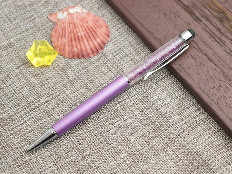 Purple Милая каваи металлическая Алмазная Хрустальная шариковая ручка сенсорная ручка для Ipad Iphone индивидуальный логотип Подарочный ручка для школы офиса поставки - Цвет: Purple