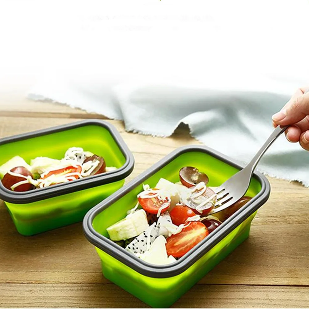 1 шт. Бенто Ланч Силикона Bento Коробки Складной Обед Чаша складные коробки Еда
