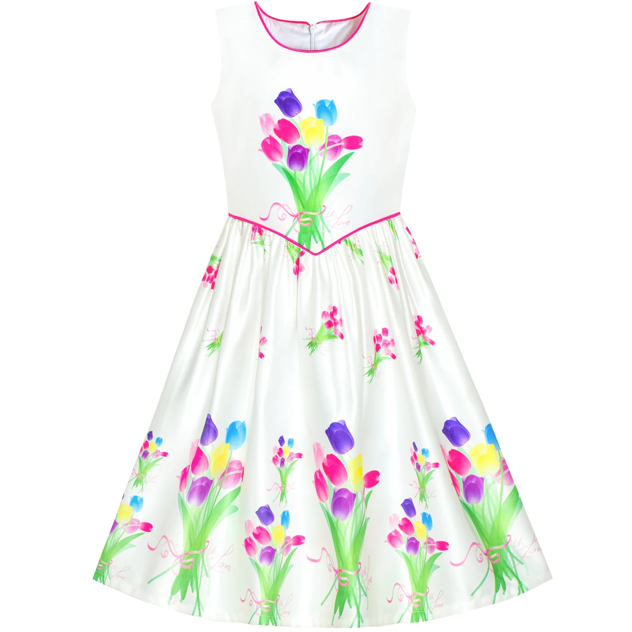 

Girls Dress Tulip Flower Bouquet Spring Party Sundress 2020 Summer Princess Wedding Dresses Clothes Size 6-12 Carnival Vestidos