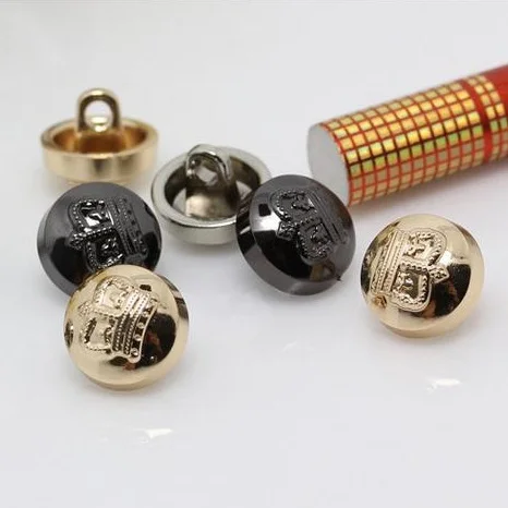 300Pcs/lot 10mm bulk button children crown skirt button sewing products alloy metal round resin