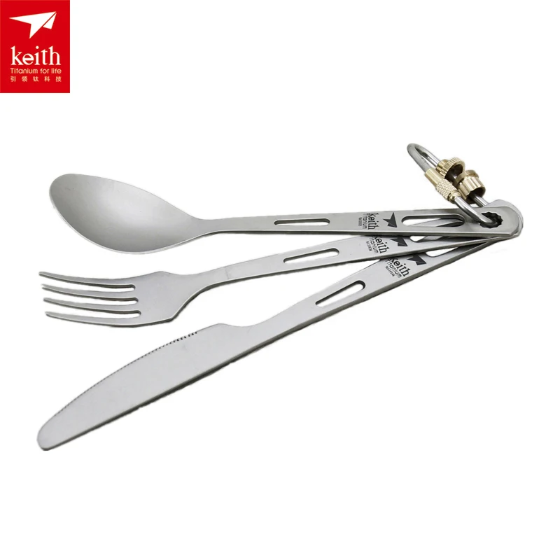 Кит три части титана столовые приборы складные Ложка и нож Spork кемпинговая вилка