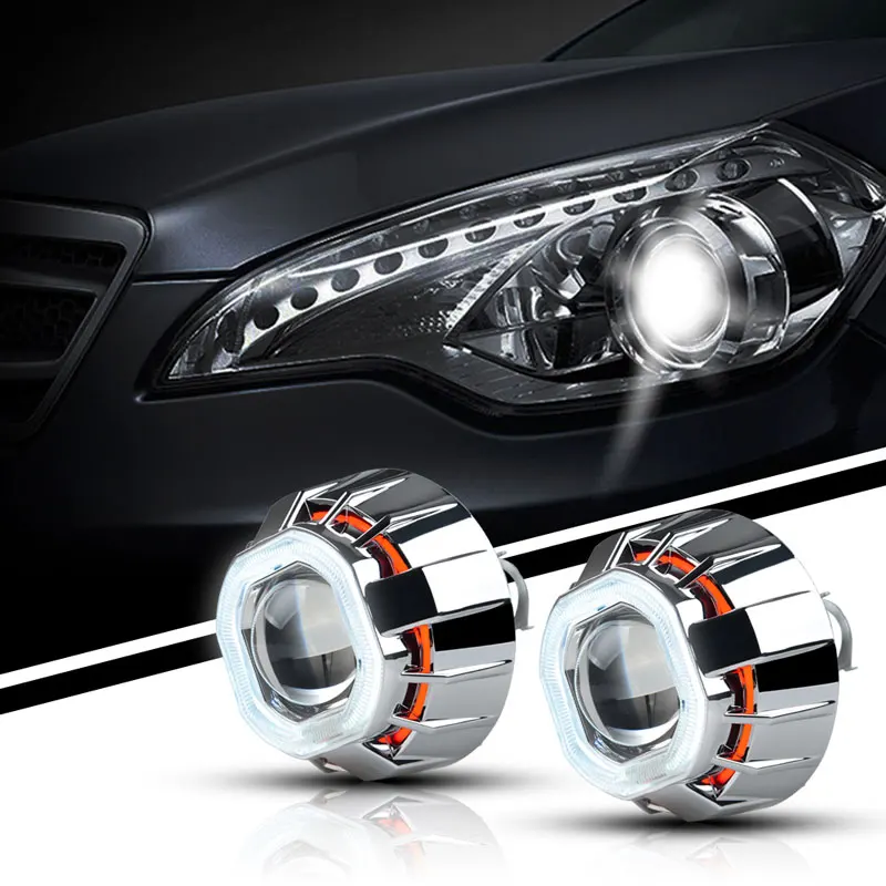 3 дюйма Квадратные HID линзы проектора bi xenon фары с CCFL Белый Красный Синий Двойной Ангел глаз стиль H1 H4 H7 6000K Hi/Lo луч