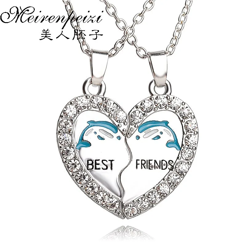Ожерелье Лучших Друзей с дельфинами Bff персонализированный Океанский Шарм