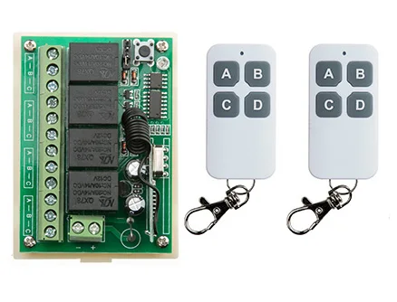 NEW DC12V 4CH 4Channe 10A RF wireless remote control switch System Transmitter + Receiver 315/433 MHZ | Электроника