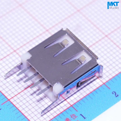 100 шт. Белый A Тип прямой плоский угол Женский USB PCB разъем с фиксированной