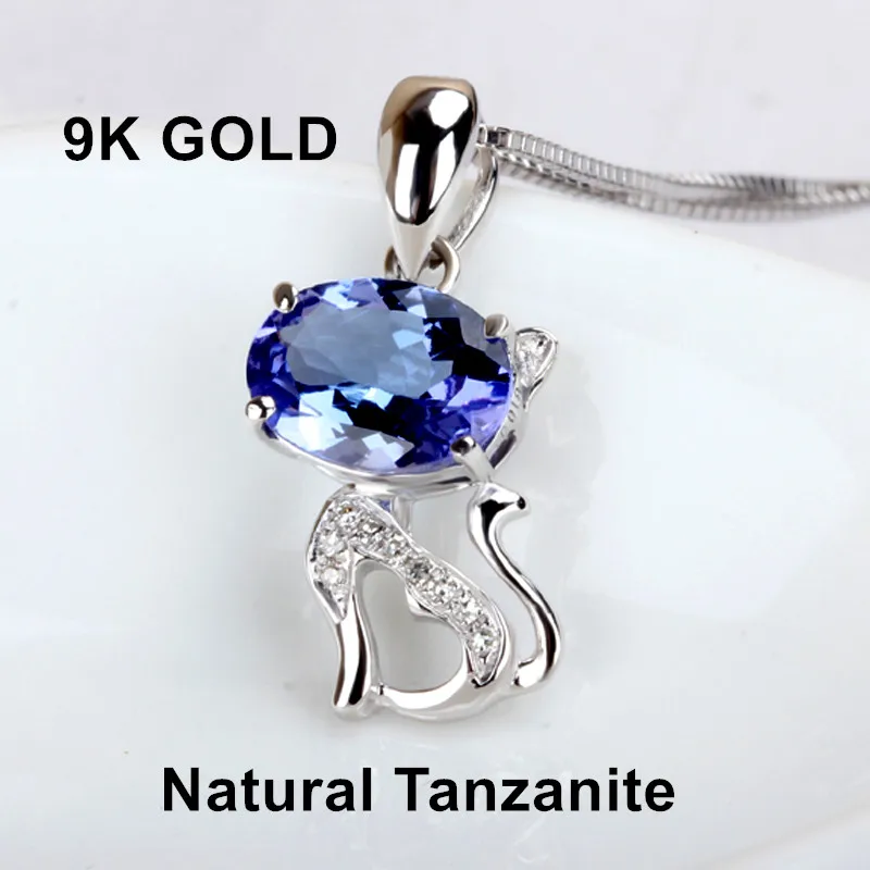 Подвеска из серебра 9 к с голубым танзанитом и котом|gift for girlfriend|fine jewelrygift gifts |