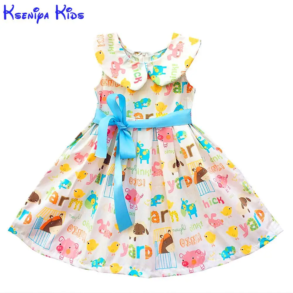 Kseniya kids/новое летнее хлопковое платье принцессы без рукавов для девочек от 2 до 14 лет модное летнее платье для девочек г
