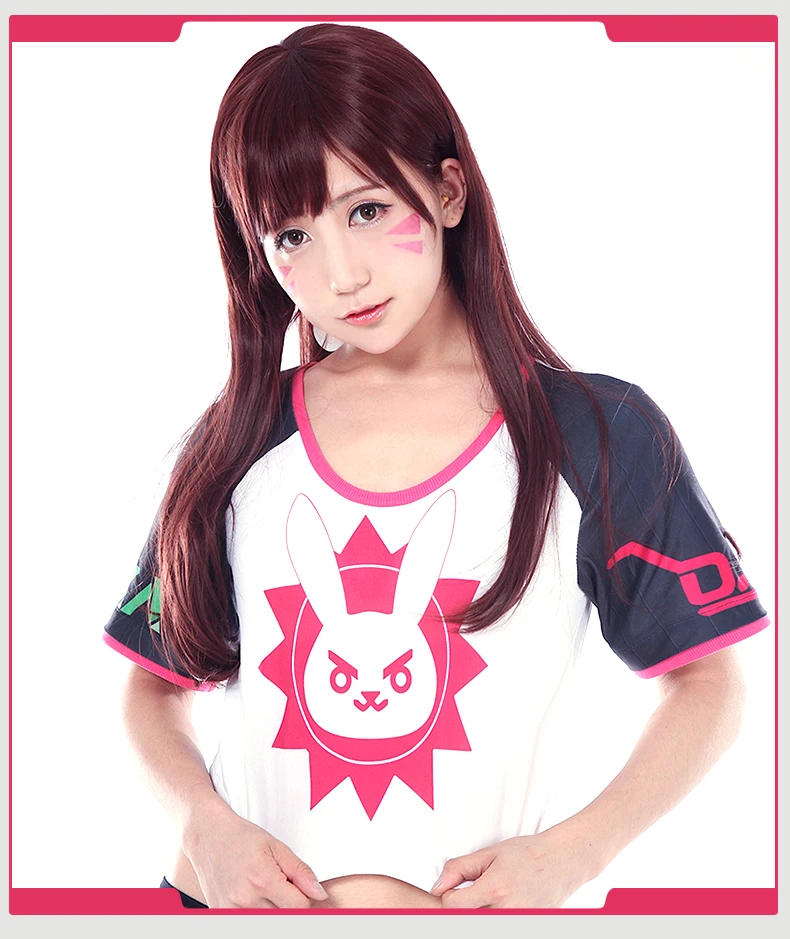 Игра Overwatch Dva Косплей короткий рукав кролик Графический Футболка Хана песня белый черный розовый Дива Топы Косплей Костюм