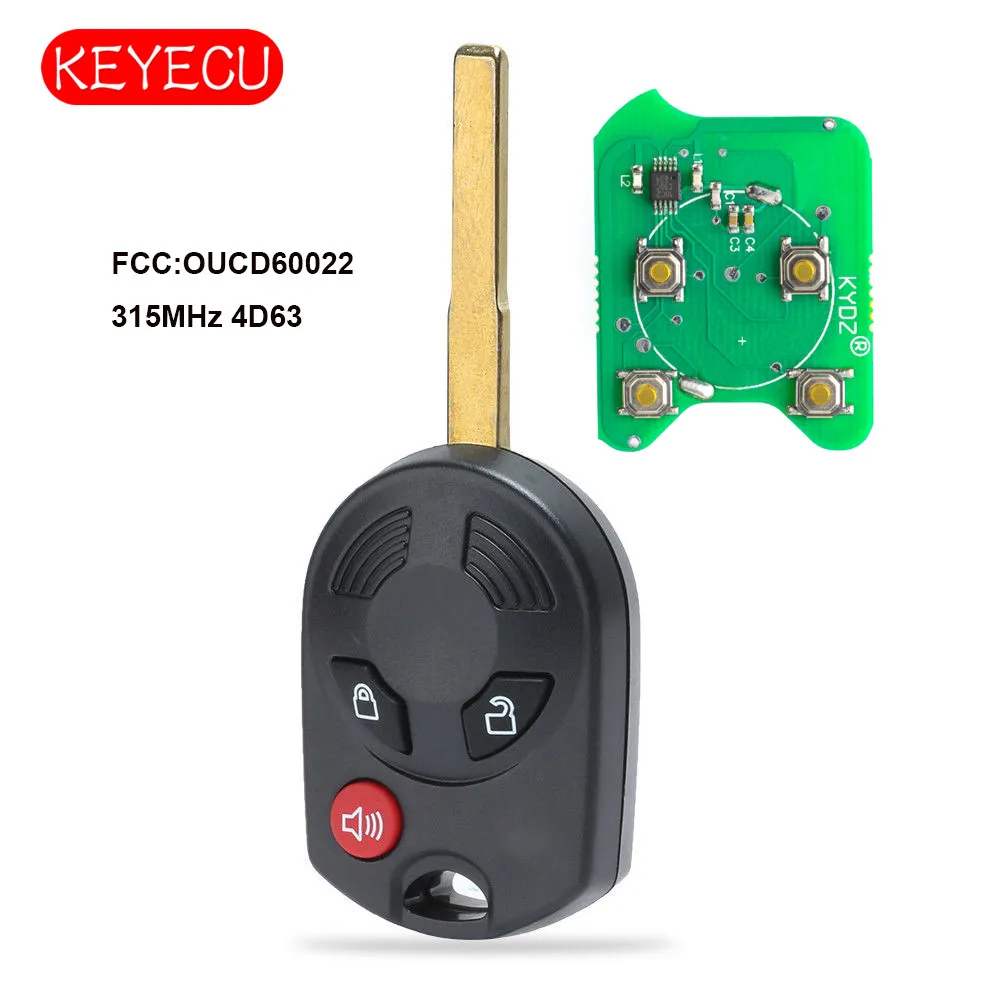 Keyecu 3 кнопки дистанционного ключа для Ford Escape Fiesta Transit Connect 2012-2017 с 4D63 80bit лазерный