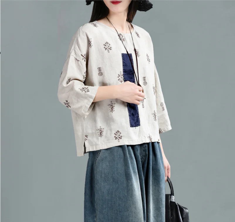 Весенняя футболка в стиле ретро женские свободные пуловеры большого размера