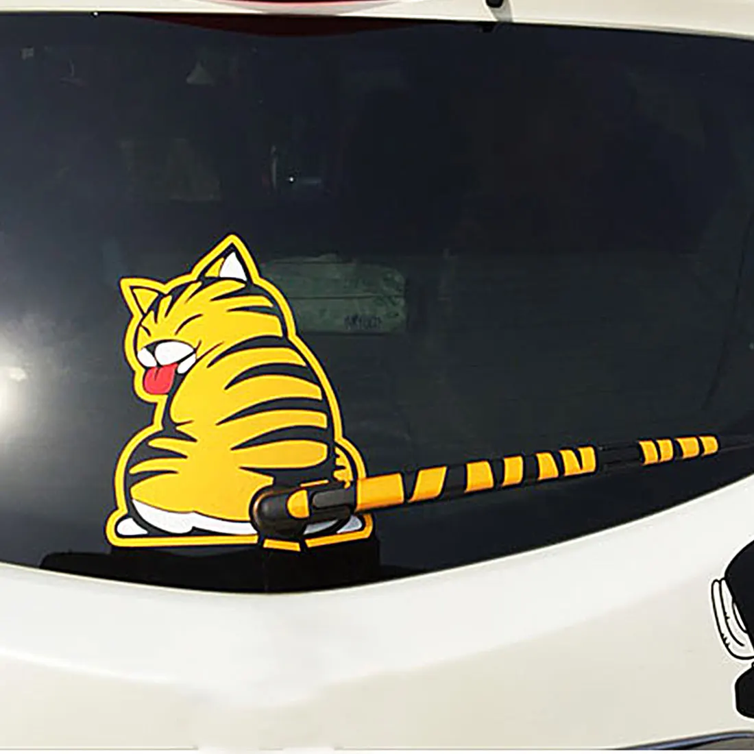 

Dewtreetali New Arrival Funny Cartoon Cat Decoration Moving Tail Stickers Auto Vehicle Window Wiper Decals Car Outside Styling D