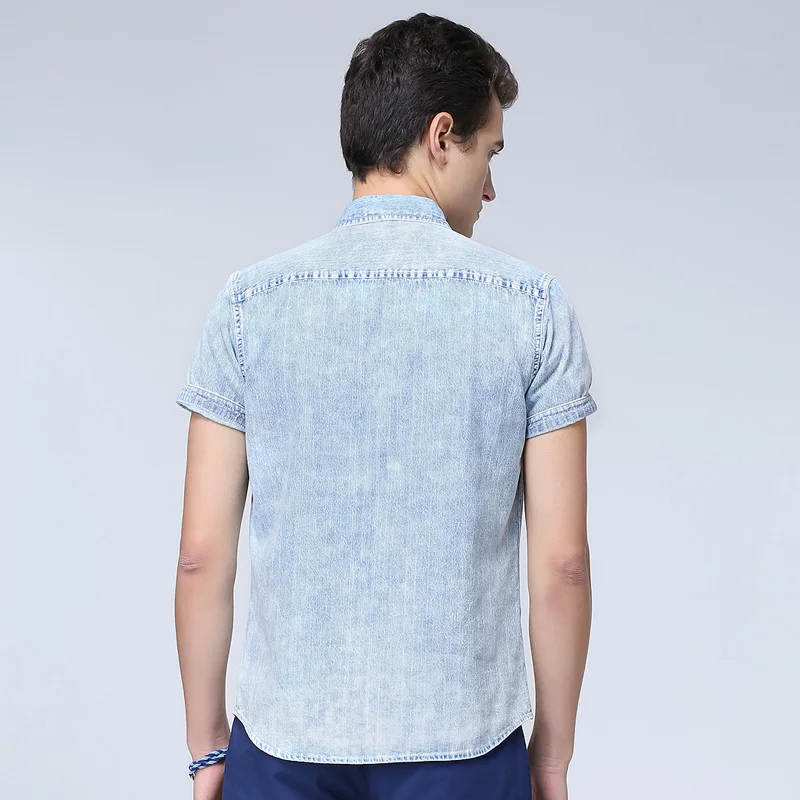 Markless Лето Мужчины С Коротким Рукавом Повседневная Slim Fit Рубашки Чистая хлопок