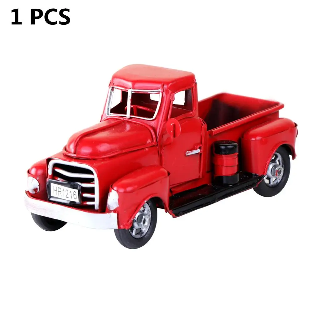Red Truck OurWarm дома миниатюры стол деревянный Декор Nutcraker кукла карусель Металл красный грузовик фетр Восток кролик корзина Рождество дерево - Цвет: Red Truck