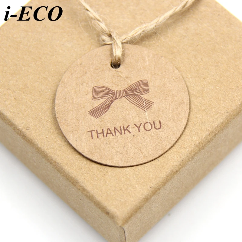 100PCS Thank You Kraft Paper Hang Tag With Jute Rope For Wedding Party Accessories Christmas DIY Gift /Cake /Candy Decoration | Дом и сад