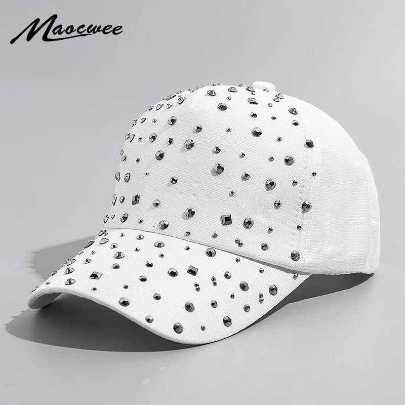 

Women'S Rhinestone Hats Diamond Sun Cap Swag Casquette Snap Back Gorras Solid color Summer Baseball Caps Dad Girl Bone Snapback
