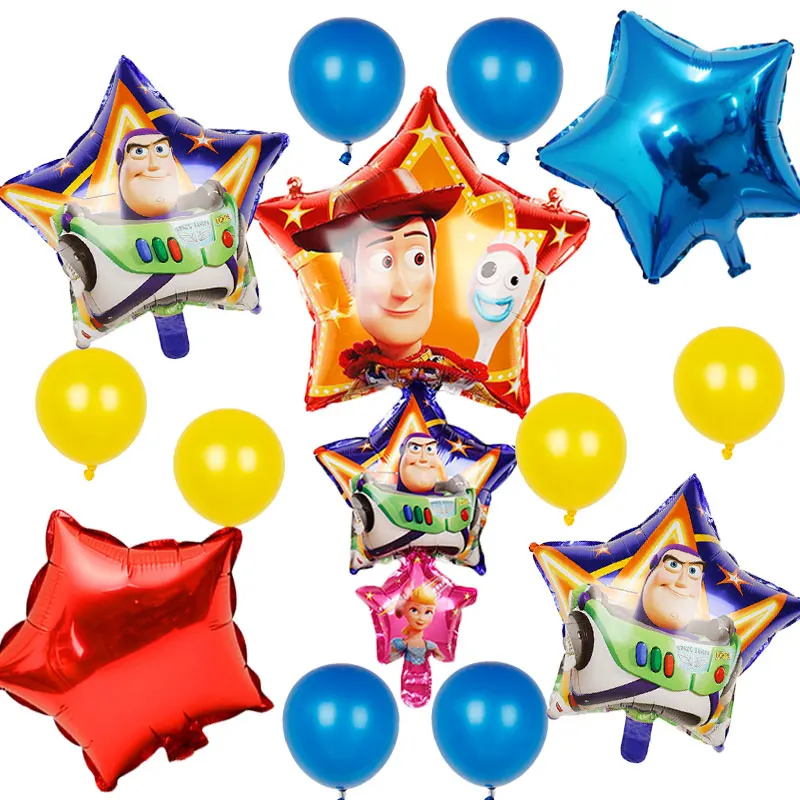 1set -14pcs 1 Набор игрушек история Базз светильник год воздушные шары мультфильм фольга гелий 40 дюймов номер синие шары История игрушек с днем рождения шары - Цвет: 1set -14pcs