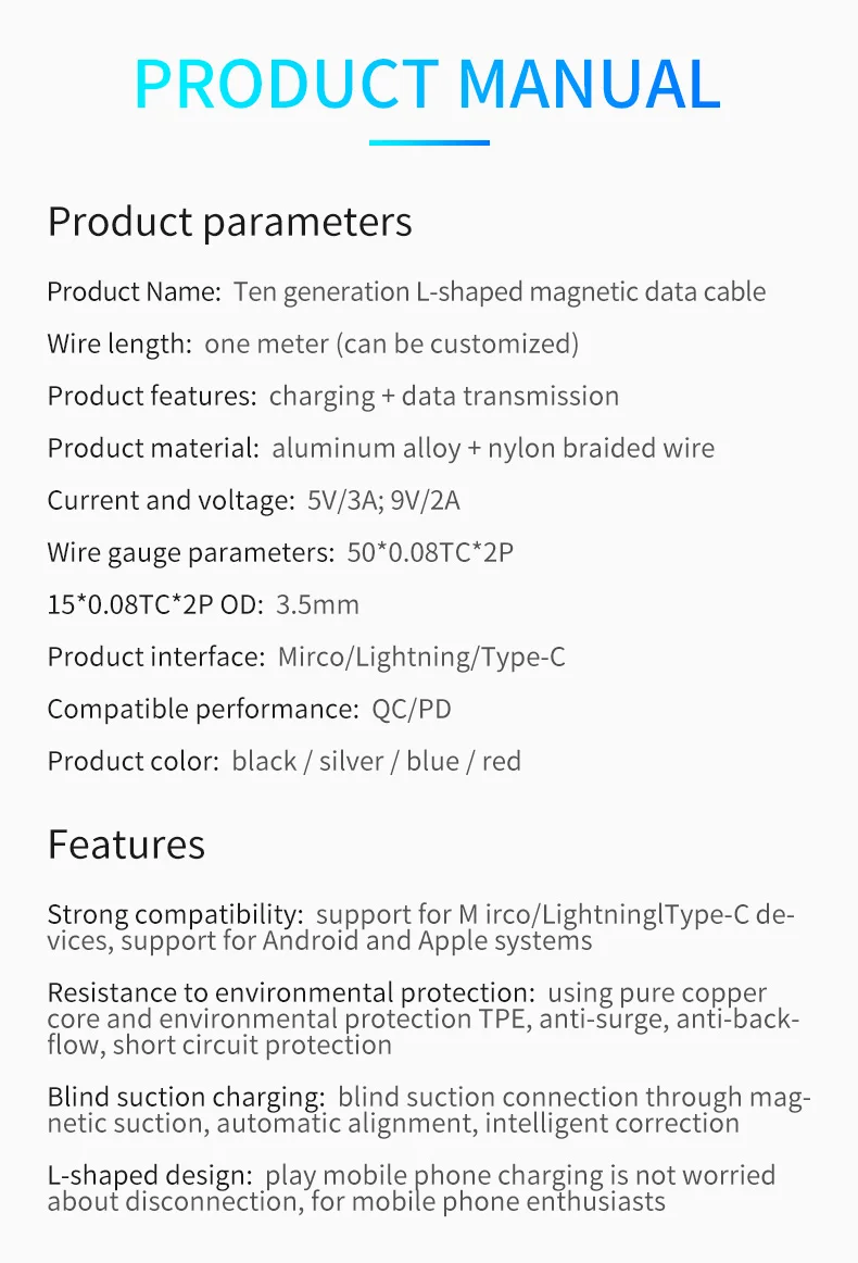 Магнитный usb-кабель на 90 градусов для быстрой зарядки huawei 3A type C Micro USB l-линия Microusb type-C магнитное зарядное устройство для samsung LG