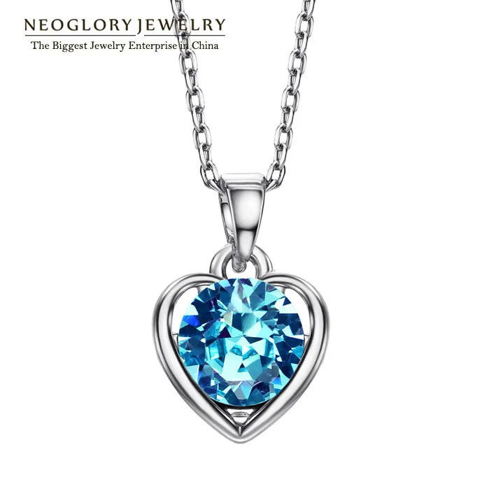 Neoglory, голубое сердце, любовь, подарки, чокеры, ожерелья и кулоны для женщин, новинка, для девочек-подростков, очаровательное модное ювелирное изделие He1 He-b B1 - Окраска металла: blue