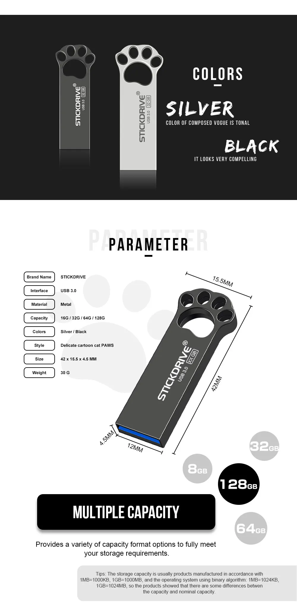 USB 3,0, металлический флеш-накопитель, 16 ГБ, 32 ГБ, 64 ГБ, 128 ГБ, флешка, коготь кошки, usb флеш-накопитель, флеш-накопитель, флешки, милый подарок, usb палочки