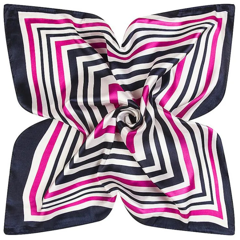 Маленький квадратный шелковый шарф стюардесс с геометрической бахромой 60x60 см