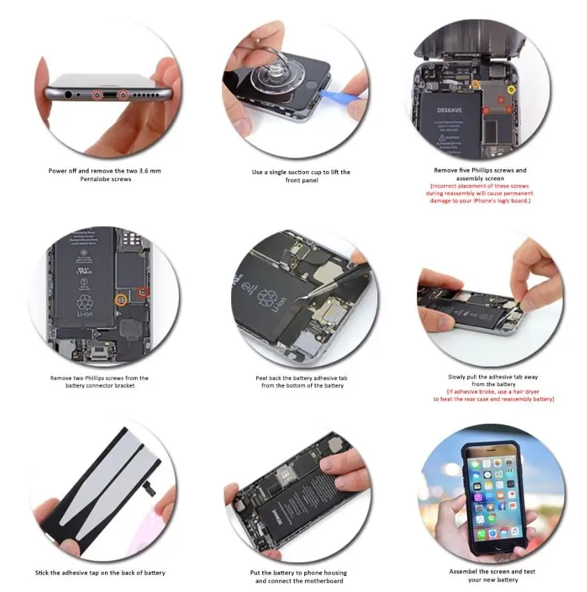 Батарея для телефона для iphone 6 6 S батарея 1810 1715 2200 mAh A1549 1688 запасная батарея AAAAA качественный бесплатный набор инструментов реальная емкость