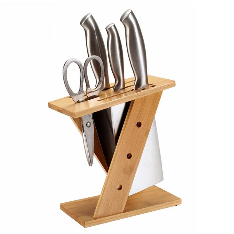 Mes Houder Stand Bamboe Hout Blok Helpers Keukenmessen Ondersteuning Opslag планка стойка Органайзер Keuken