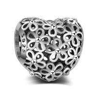 authentic 925 sterling silver beads hollow full flower heart bead for original pandora charm bracelets bangles jewelry