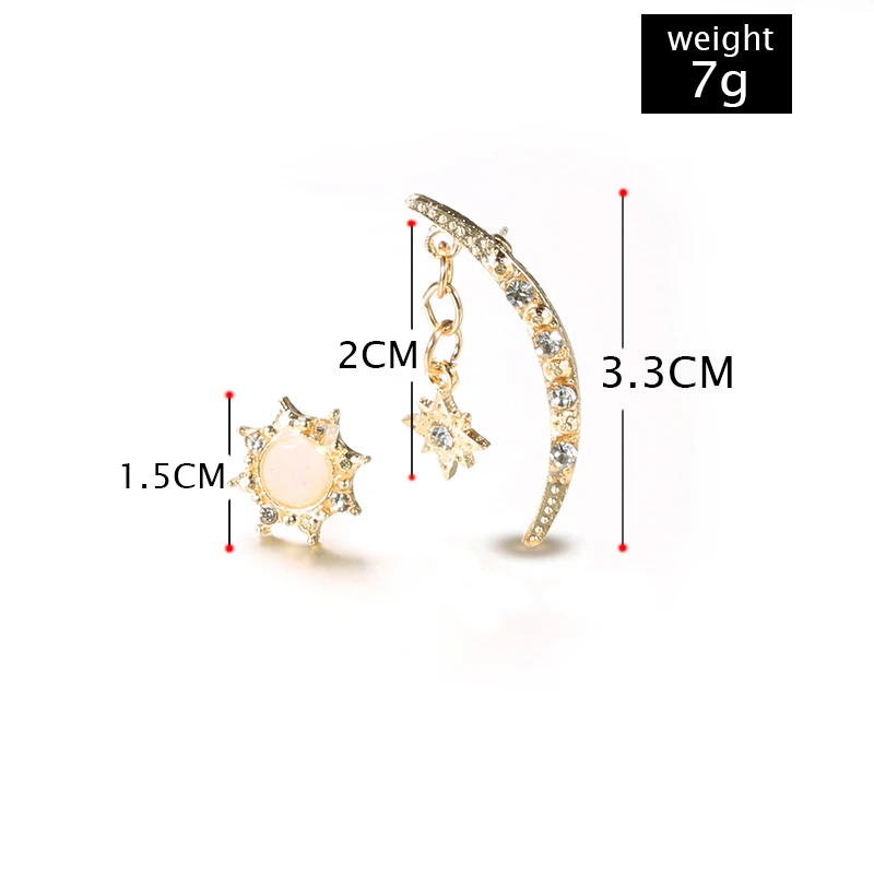 2 шт./компл. винтажные серьги с Луной и звездами набор для женщин кристалл опал