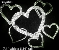 2pclot hearts love valentine hot fix iron on rhinestone transfer iron on applique patches fixing rhinestones for shirt