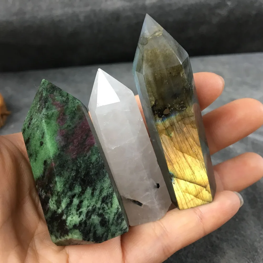 

Natural tourmaline zoisite obelisk crystal wand point healing