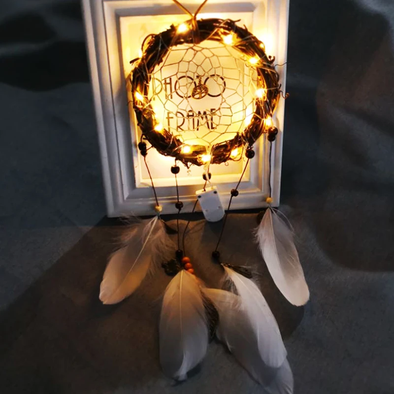 Ротанг светодиодный светильник Wind Chime индийский Ловец снов Dromenvanger Ловец снов ручной работы креативный настенный автомобильный орнамент свадебный