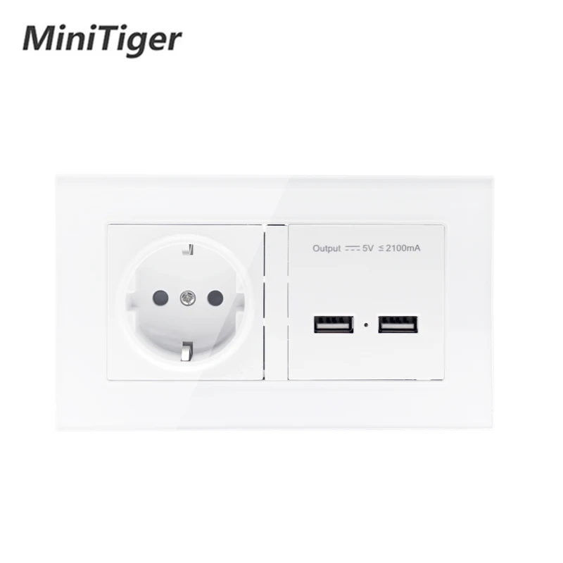 Настенная розетка Minitiger стандарт ЕС с двойным usb-портом Интеллектуальная