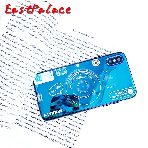 3D Kawaii Camera Blue Ray Case For iPhone X XS 10 8 8P 7 plus 6 s 6s 6plus 7plus Funda Super Cute Phone Shell Gifts |