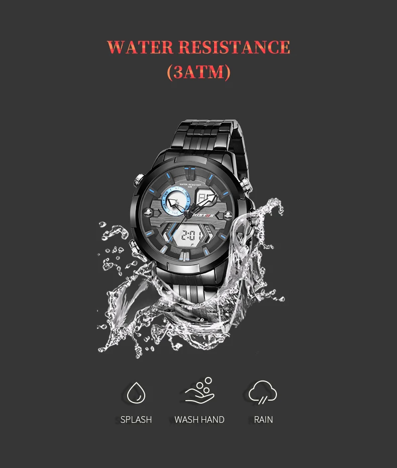 RISTOS Мужские Цифровые Аналоговые наручные часы модные часы Relojes Masculino Hombre многофункциональные мужские спортивные часы с хронографом Новинка 9359