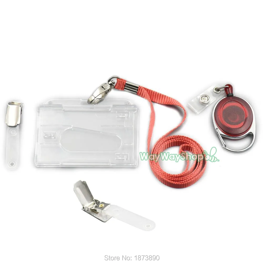 2 набора держатель для ID-карт SLT2 + Выдвижной зажим Ree шнурок горизонтальный черный