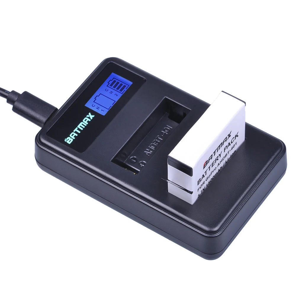Аккумулятор Batmax для Gopro Hero 4 и зарядное устройство с двумя USB портами ЖК