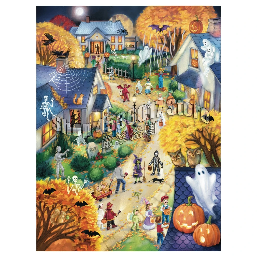 

5d Diy Diamond Paintings Halloween Town 3d Diamond Embroidery Gift Pattern Picture Needlework Religious Mosaic decor stickers