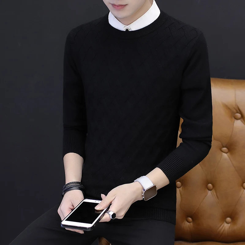 2018 осенние модные новые мужские шерстяные свитера корейский Человек Круглый